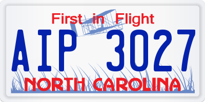 NC license plate AIP3027