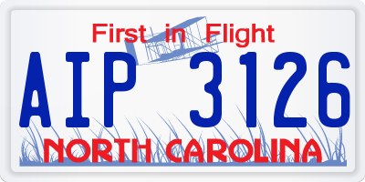 NC license plate AIP3126
