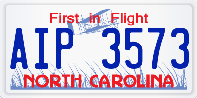 NC license plate AIP3573