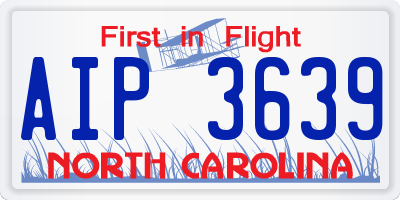 NC license plate AIP3639