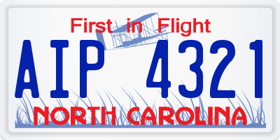 NC license plate AIP4321