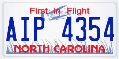 NC license plate AIP4354
