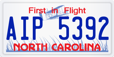 NC license plate AIP5392