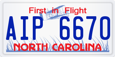 NC license plate AIP6670