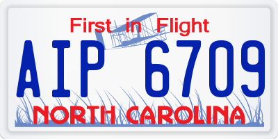 NC license plate AIP6709