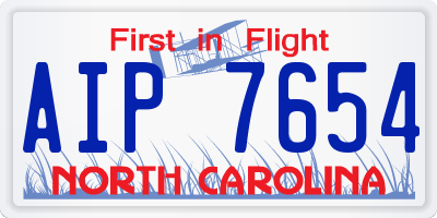 NC license plate AIP7654