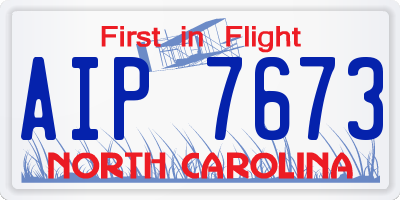 NC license plate AIP7673