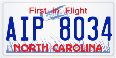 NC license plate AIP8034