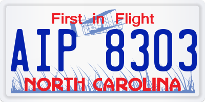 NC license plate AIP8303
