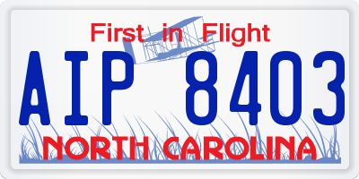 NC license plate AIP8403