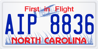 NC license plate AIP8836
