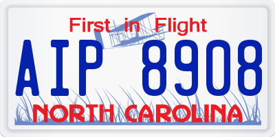 NC license plate AIP8908