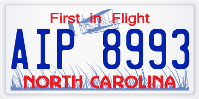 NC license plate AIP8993