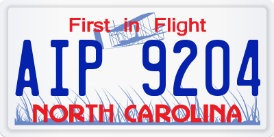 NC license plate AIP9204