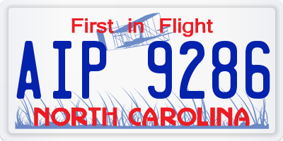 NC license plate AIP9286