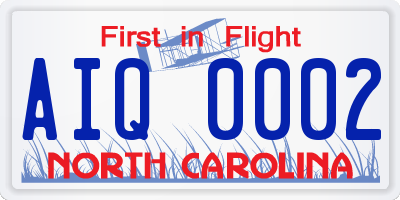 NC license plate AIQ0002