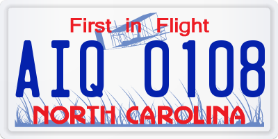 NC license plate AIQ0108