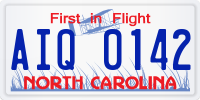 NC license plate AIQ0142
