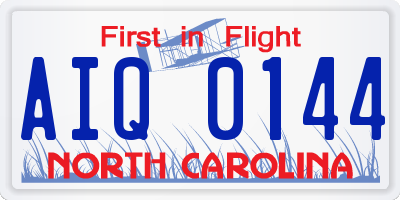 NC license plate AIQ0144