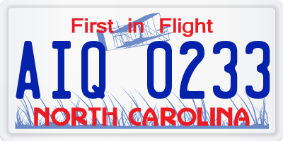 NC license plate AIQ0233