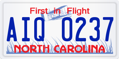 NC license plate AIQ0237