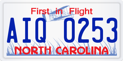 NC license plate AIQ0253