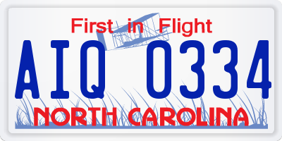 NC license plate AIQ0334