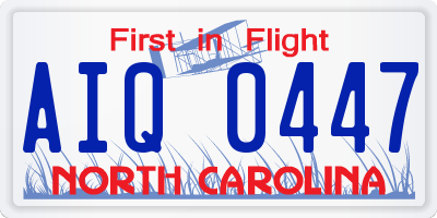 NC license plate AIQ0447