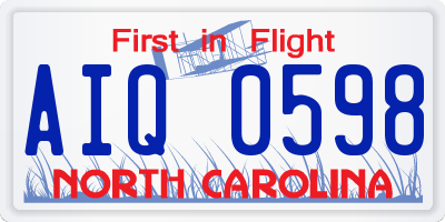 NC license plate AIQ0598
