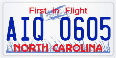 NC license plate AIQ0605