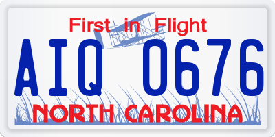 NC license plate AIQ0676