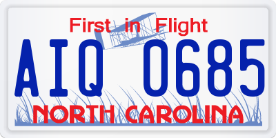 NC license plate AIQ0685