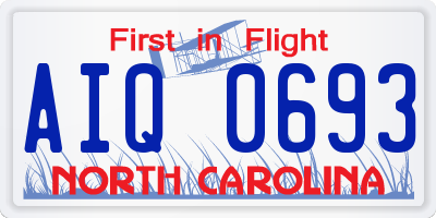 NC license plate AIQ0693