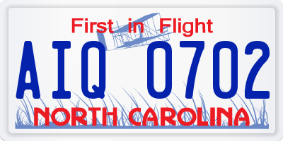 NC license plate AIQ0702