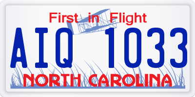 NC license plate AIQ1033