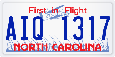 NC license plate AIQ1317