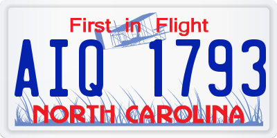 NC license plate AIQ1793