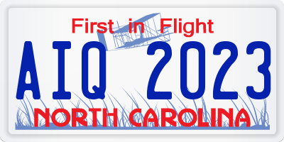 NC license plate AIQ2023