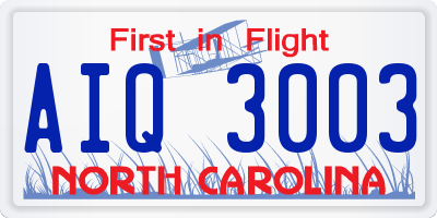 NC license plate AIQ3003