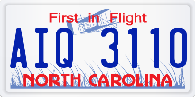 NC license plate AIQ3110
