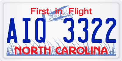NC license plate AIQ3322
