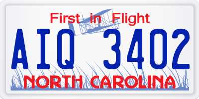 NC license plate AIQ3402