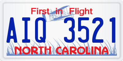 NC license plate AIQ3521