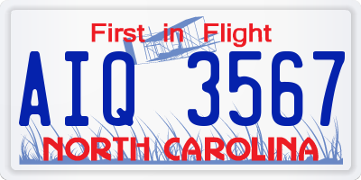 NC license plate AIQ3567