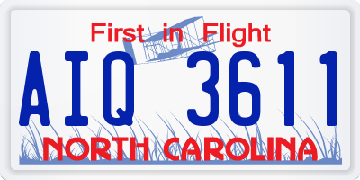 NC license plate AIQ3611