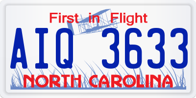NC license plate AIQ3633