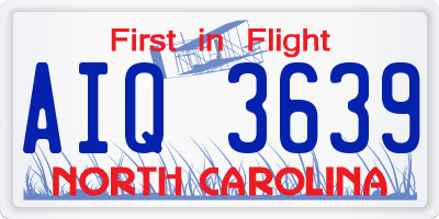 NC license plate AIQ3639