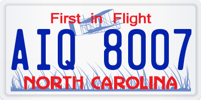 NC license plate AIQ8007