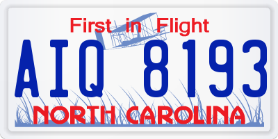 NC license plate AIQ8193