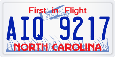 NC license plate AIQ9217